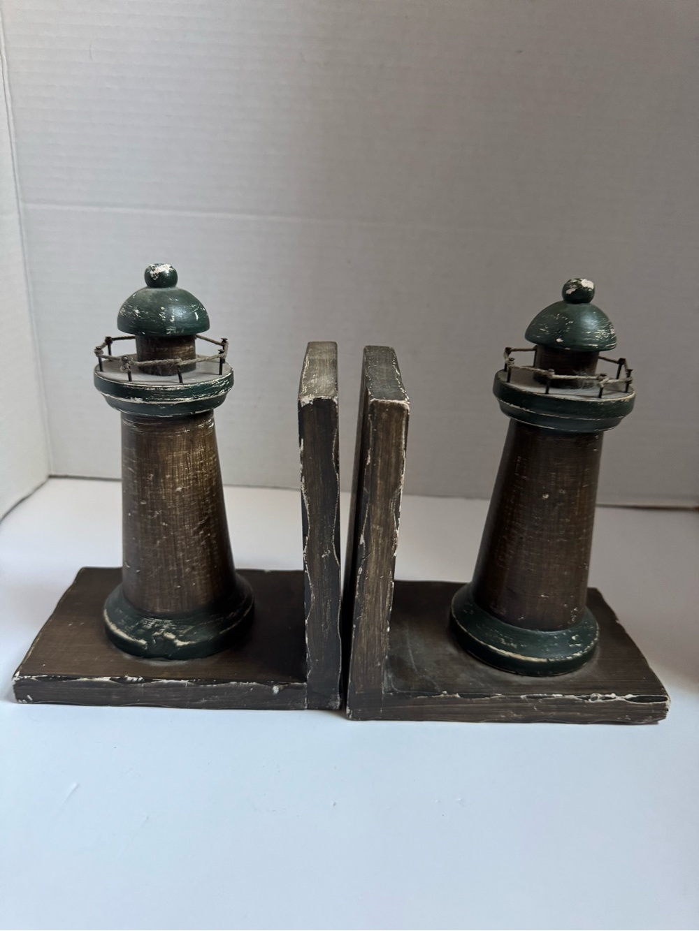 Vintage Lighthouse Bookends Distressed Nautical Coastal Maritime Rustic